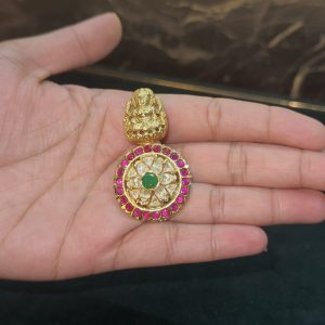 LJ1389-RADIANT LAKSHMI DIVINE GOLD LOOK PENDANT