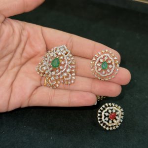 LJ1394-DIAMOND REPLICA PENDANT SET(GREEN)