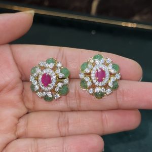 LJ1378-AD PUMKIN RUBY STUDS WITH SCREWBACK