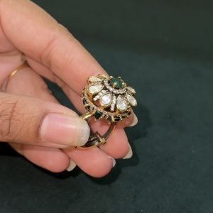 LJ1396-MOSSONITE VICTORIAN ADJUSTABLE FINGURE RING