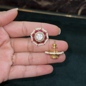 LJ1411-MOSSONITE RUBY STUDS