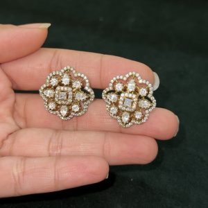 LJ1412-MOISSANITE FULL WHITE SCREW BACK STUDS
