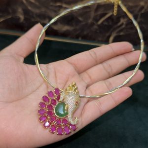 LJ1416-Ganesh Ruby pendant with dual twisted Hasli