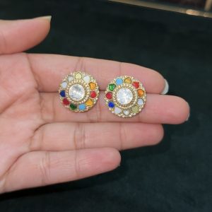 LJ1429-MOSSONITE MULTI COLOUR STUDS