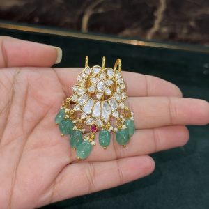 LJ1425-GREEN DROPS MOISSANITE HAIR ACCESSORY