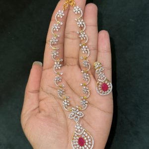 LJ1285-CZ Pink NeckSet
