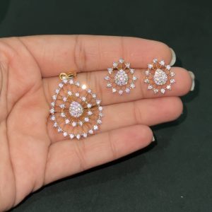 LJ1469-AD WHITE PENDANT WITH EARSTUDS