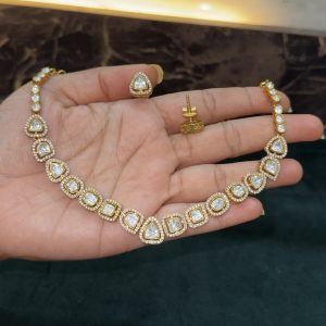 LJ1483-MOSSONITE NECKSET WITH SCREWBACK EARSTUDS