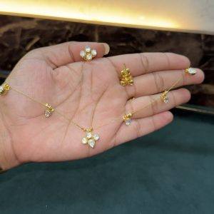 LJ1490-MOSSONITE INVISIBLE CHAIN WITH SCREW BACK STUDS