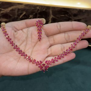 LJ1493-RUBY NECKSET WITH EARRINGS