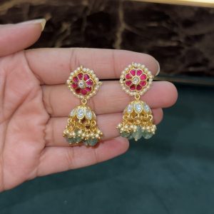 LJ1496-JADAUKUNDAN SCREWBACK JHUMKAS