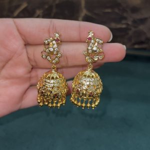 LJ1435-GOLD LOOK SCREW BACK JHUMKAS