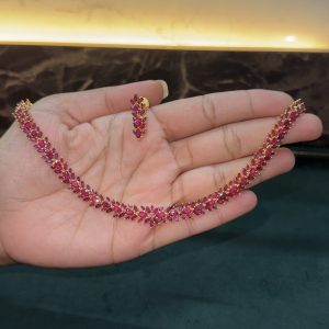 LJ1438-RUBY NECKSET WITH EARRINGS