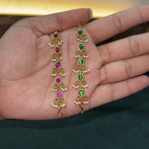 LJ1437-JADAUKUNDAN 2 IN 1 EARCHAINS