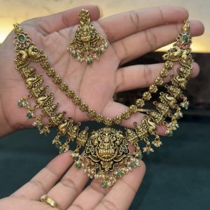 LJ1442-ANTIC NAKSHI 2 LAYER NECKSET WITH EARRINGS