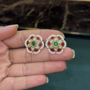 LJ1443-JADAU KUNDAN SCREW BACK STUDS