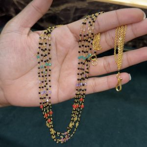LJ1451-BLACK BEADS 5 LINES CHAIN