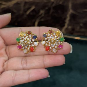 LJ1454-NAVARATNA SCREWBACK STUDS