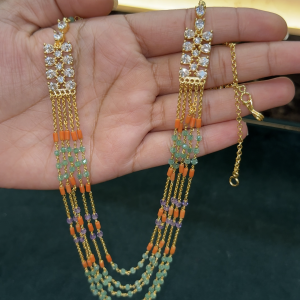 LJ1459-MULTI COLOUR 5 LINES CZ BEADS