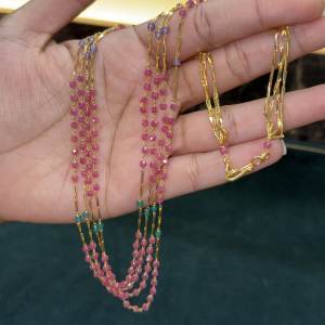 LJ1460-PINK BEADS CHAIN