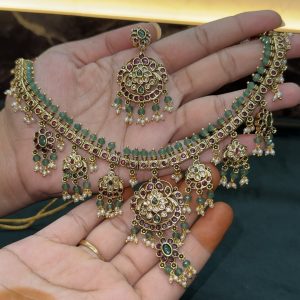 LJ1462-ANTIQUE NECKSET WITH EARRINGS