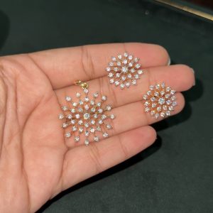 LJ1465-AD FLOWER PENDANT WITH EARRINGS