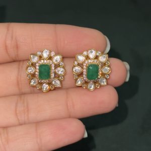 LJ1466-MOSSONITE GREEN SCREWBACK STUDS