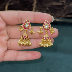 LJ1517-JADAUKUNDAN MANGO SCREWBACK JHUMKA