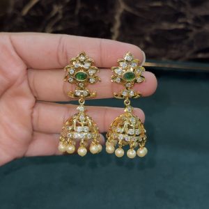 LJ1516-POLKI SCREWBACK JHUMKAS