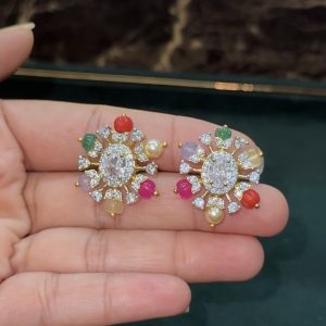 LJ1121- MULTI COLOR BEADS STUDS