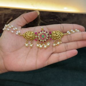 LJ1518-JADAUKUNDAN MULTI COLOR GANESH CHOKER