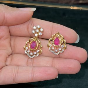 LJ1522-Pink AD Pendant with Earstuds