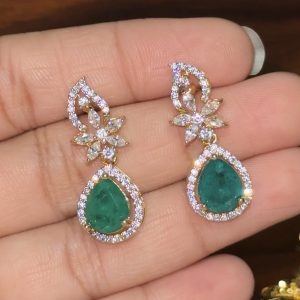 LJ1528-AD GREEN DROP EARRINGS