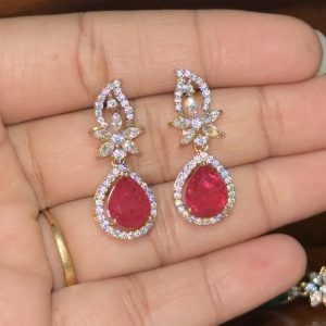 LJ1528-AD PINK DROP EARRINGS