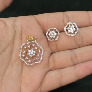 LJ1533-AD WHITE PENDANT WITH EARSTUDS
