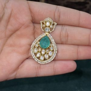 LJ1544-MOSSONITE GREEN PENDANT