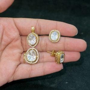 LJ1554-MOSSONITE PENDANT WITH SCREWBACK STUDS