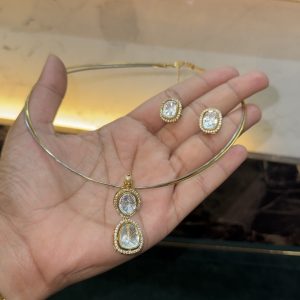 LJ1554-MOSSONITE PENDANT WITH SCREWBACK STUDS WITH 2 LAYER HASLI