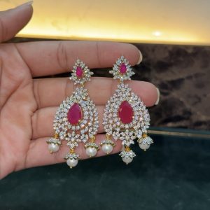 LJ1563-AD PINK EARRINGS