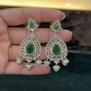 LJ1563-AD GREEN EARRINGS