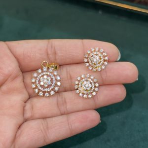 LJ1567-WHITE AD PENDANT WITH EARRINGS