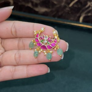 LJ1513-JADAUKUNDAN HAIR ACCESSORIES (PINK )