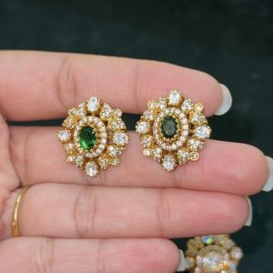LJ1599-MOSSONITE GREEN SCREWBACK STUDS
