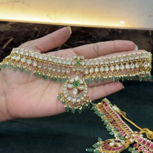 LJ1604-JADAUKUNDAN WHITE CHOKER