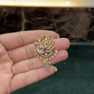 LJ1606-ANTIC GOLD PEACOCK PENDANT